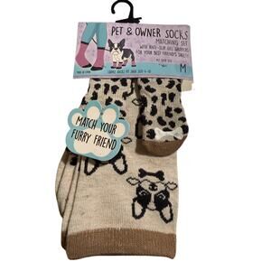 Dog & Owner Matching Human & Dog Sock Set, Boston Terrier, Medium, NWT